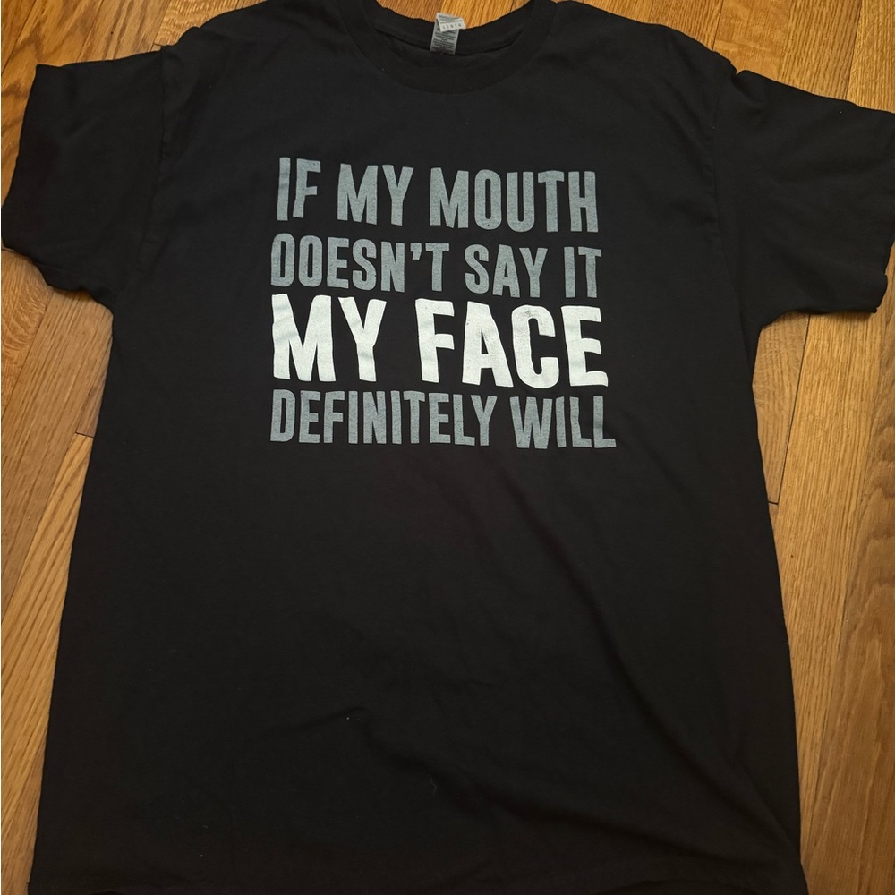 Gildan Navy Graphic Tee with Funny Text